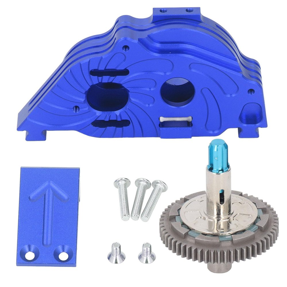 57T Steel Gear Gearbox Housing Set, Aluminum Alloy Dark Blue for 1/10 VORTEKS Big Rock - Durable Construction, Easy Installation for RC Cars (Sky Blue)