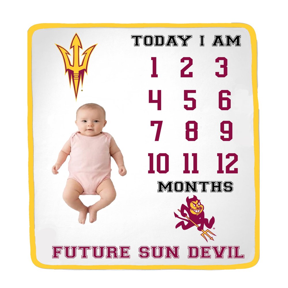 Future Tailgater Collegiate Licensed Baby Milestone Photo Prop Blanket (Arizona State Sun Devils)