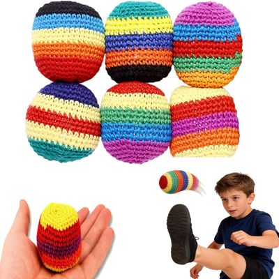 Bounprem footbags Set of 6, Hand-Made Knitted Footbags, Multicolor, Sand Fill, for Kids and Beginners, Ages 6 and Up (Random Color) (MulticolorRandom Color+6PCS)
