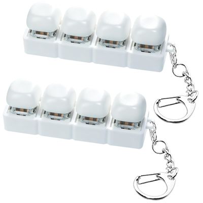 2 PCS Cute Keyboard Fidget Toy, Bread Shape Keyboard Fidget Keychain 4-in-1 Keyboard Decompression Button Finger Clicker Toys, Portable Tactile Button Sensory Fidget Toys Stress Relief Gifts (W-Bread