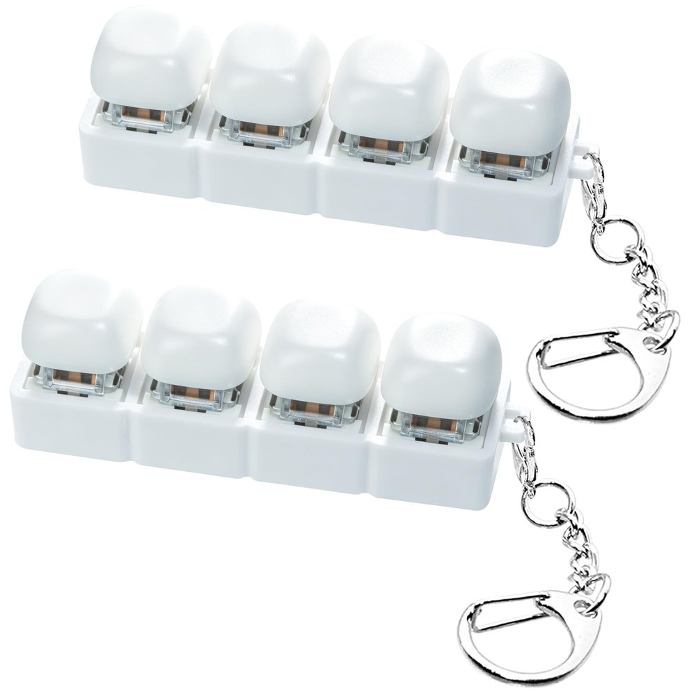 2 PCS Cute Keyboard Fidget Toy, Bread Shape Keyboard Fidget Keychain 4-in-1 Keyboard Decompression Button Finger Clicker Toys, Portable Tactile Button Sensory Fidget Toys Stress Relief Gifts (W-Bread