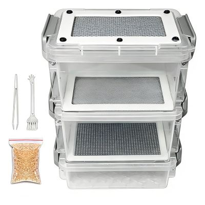 Silkworm Breeding Box, Mealworm Feeder Kit, Clear Cage with Long Lasting Design, Reusable Container with Ventilation Feature, 7.48x4.33x2.76 Inches Farm Tools, Top Breeding Box for Hobbyists Use