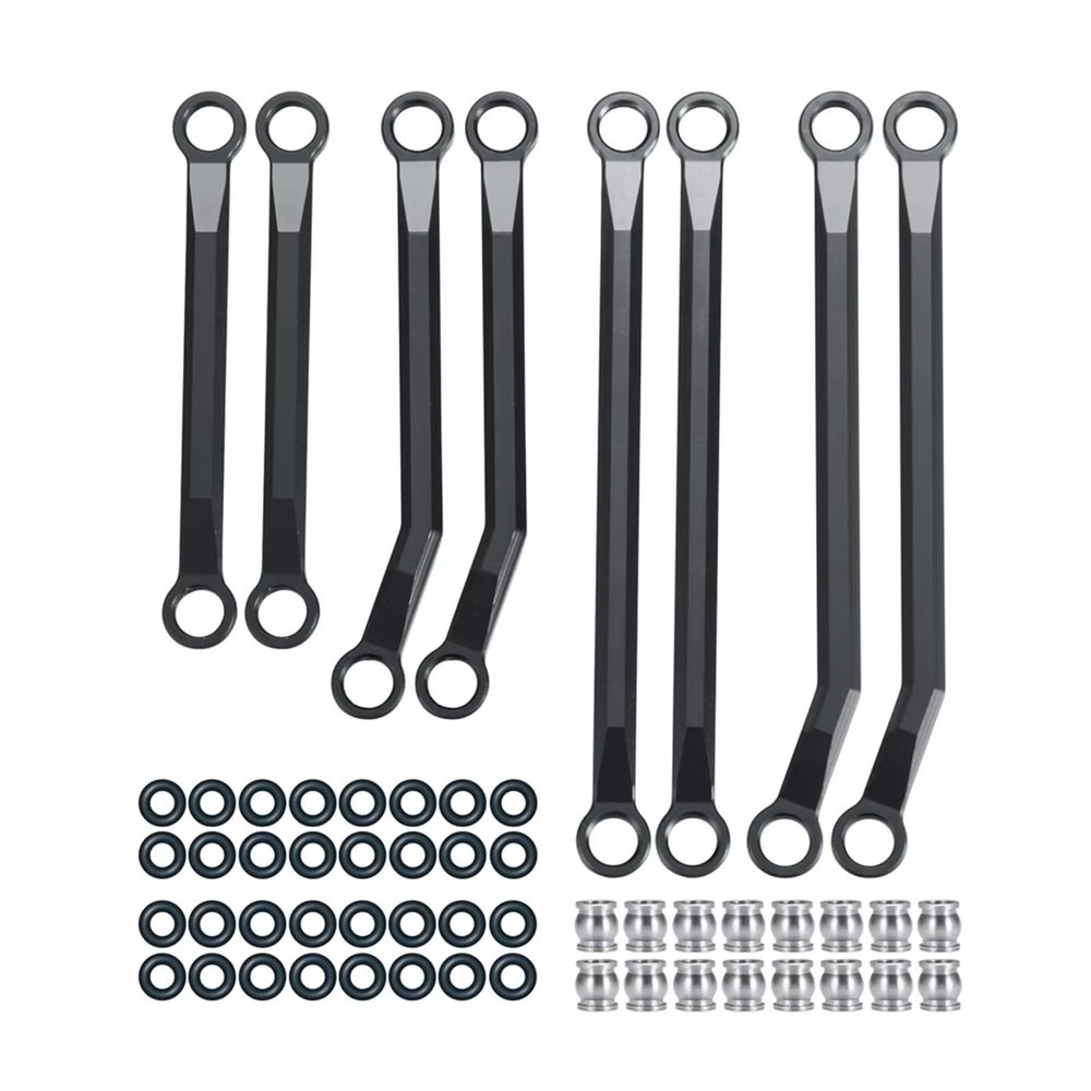 Adjustable Pull Rod for TRX-4M for Bronco for Defender 1/18 8Pcs Aluminium Alloy High Clearance Linkage Link Rod Kit RC Car Model Upgrade Part(Black)