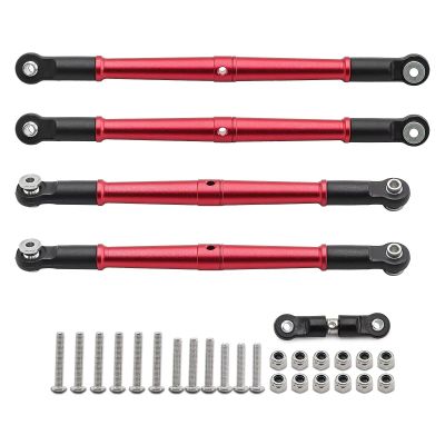 Adjustable Pull Rod for ARRMA 1/8 for KRATON for Outcast 6S Aluminum Alloy Front and Rear Steering Linkage Set Upgrades Part AR330230(Red)