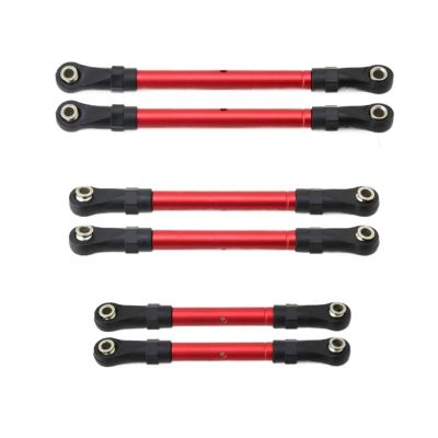 Adjustable Pull Rod for Traxxas for Hoss for Slash for Rustler 4WD Metal Adjustable Front Rear Pull Rod Link Tie Steering RC Car Upgrade Parts(Red)