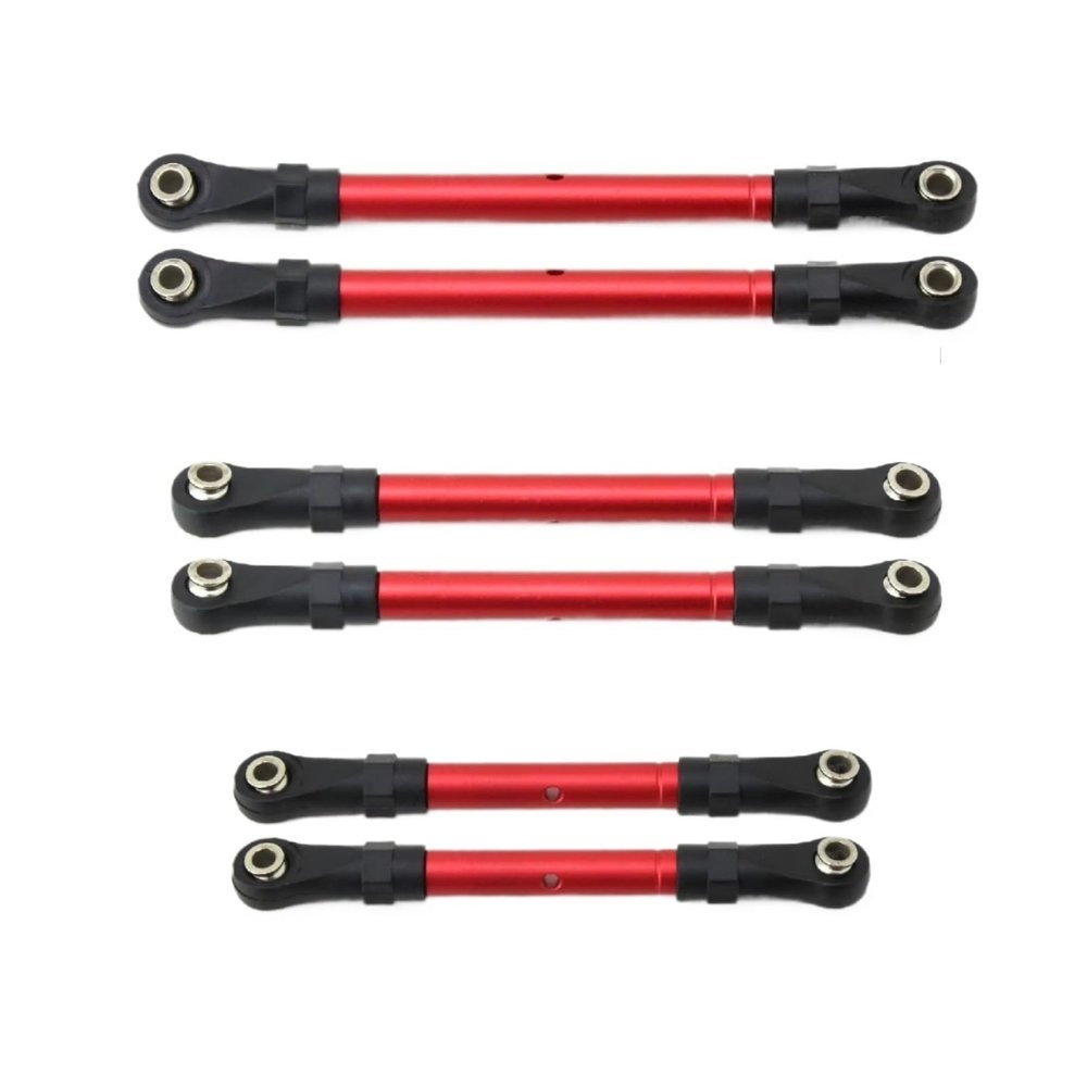Adjustable Pull Rod for Traxxas for Hoss for Slash for Rustler 4WD Metal Adjustable Front Rear Pull Rod Link Tie Steering RC Car Upgrade Parts(Red)