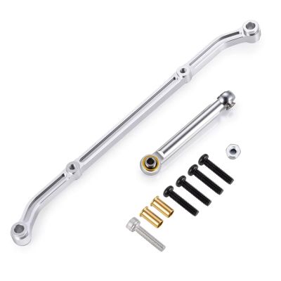 Adjustable Pull Rod for Axial for SCX10 1/10 Aluminum Steering Linkage Link Arm Set Remote Control Crawler Car Accessories Truck Spare Parts(Silver)