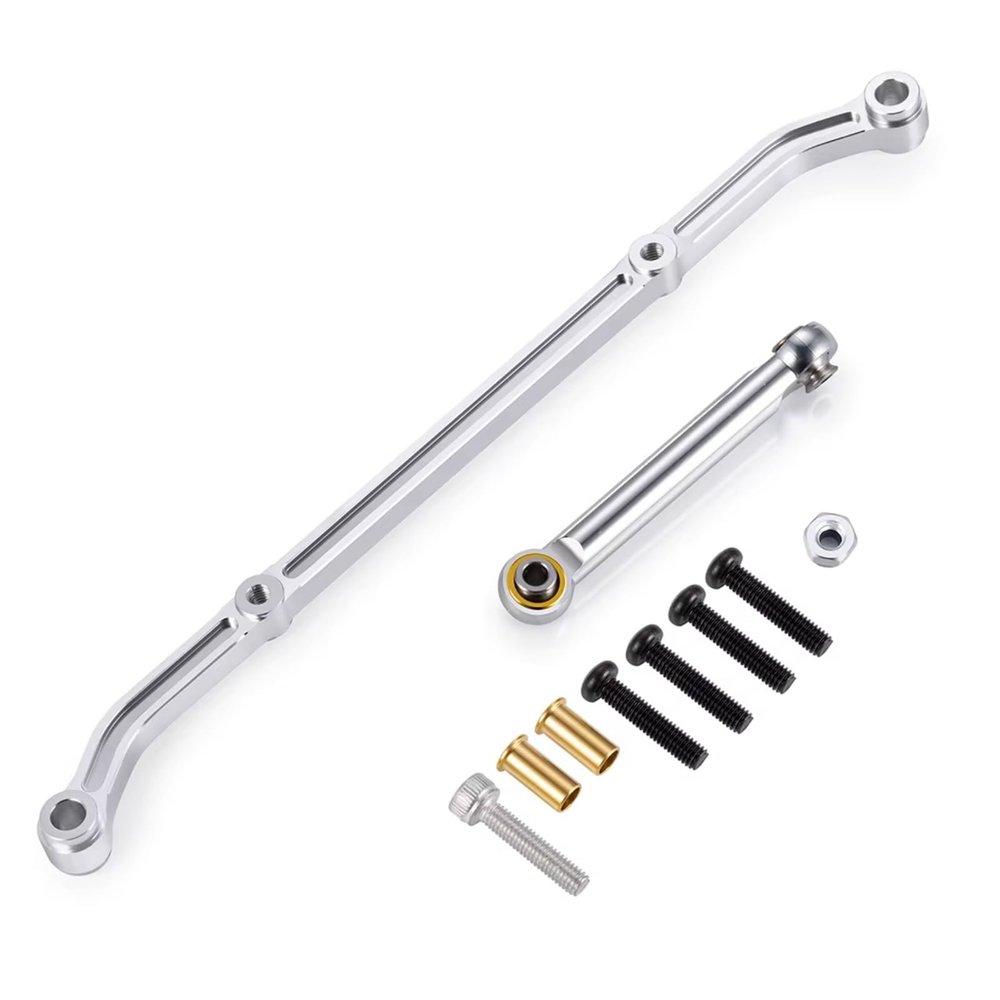 Adjustable Pull Rod for Axial for SCX10 1/10 Aluminum Steering Linkage Link Arm Set Remote Control Crawler Car Accessories Truck Spare Parts(Silver)