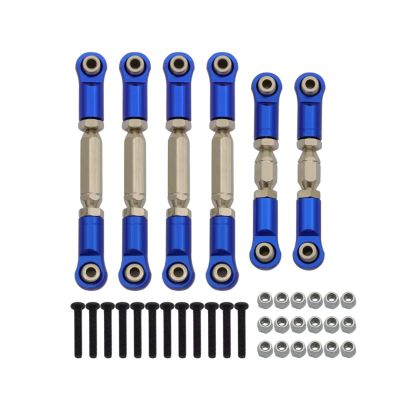 Adjustable Pull Rod for Arrma 1/10 for Granite for SENTON for VORTEKS for Typhon Big for Rock Metal Tie Rods Linkage Links Set RC Car Upgrade Parts(Blue)