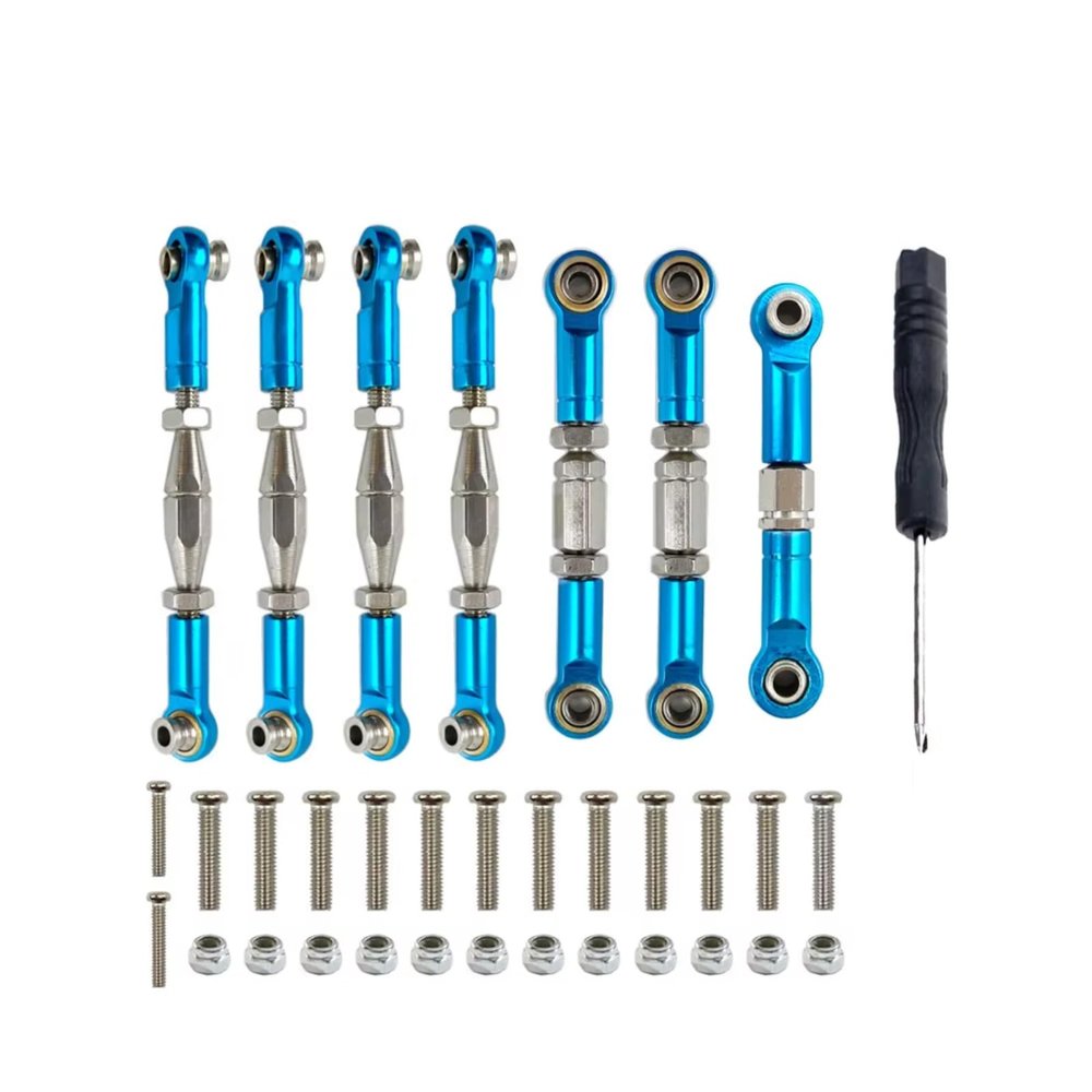 Adjustable Pull Rod for Wltoys 144001 144002 144010 4WD 1/14 Metal Linkage Pull Rod Servo Link Adjustable Steering Tie Set Spare Parts RC Car