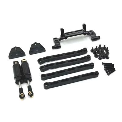 Adjustable Pull Rod for MN82 LC79 for MN78 1/12 Metal Chassis Link Rod Pull Servo Mount Oil Shock Absorber Set RC Car Upgrade Parts Accessories(Black)