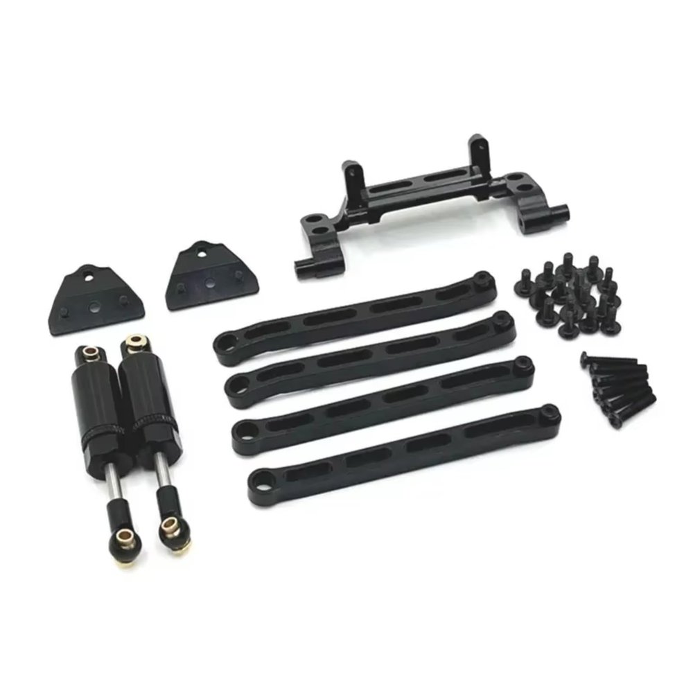 Adjustable Pull Rod for MN82 LC79 for MN78 1/12 Metal Chassis Link Rod Pull Servo Mount Oil Shock Absorber Set RC Car Upgrade Parts Accessories(Black)