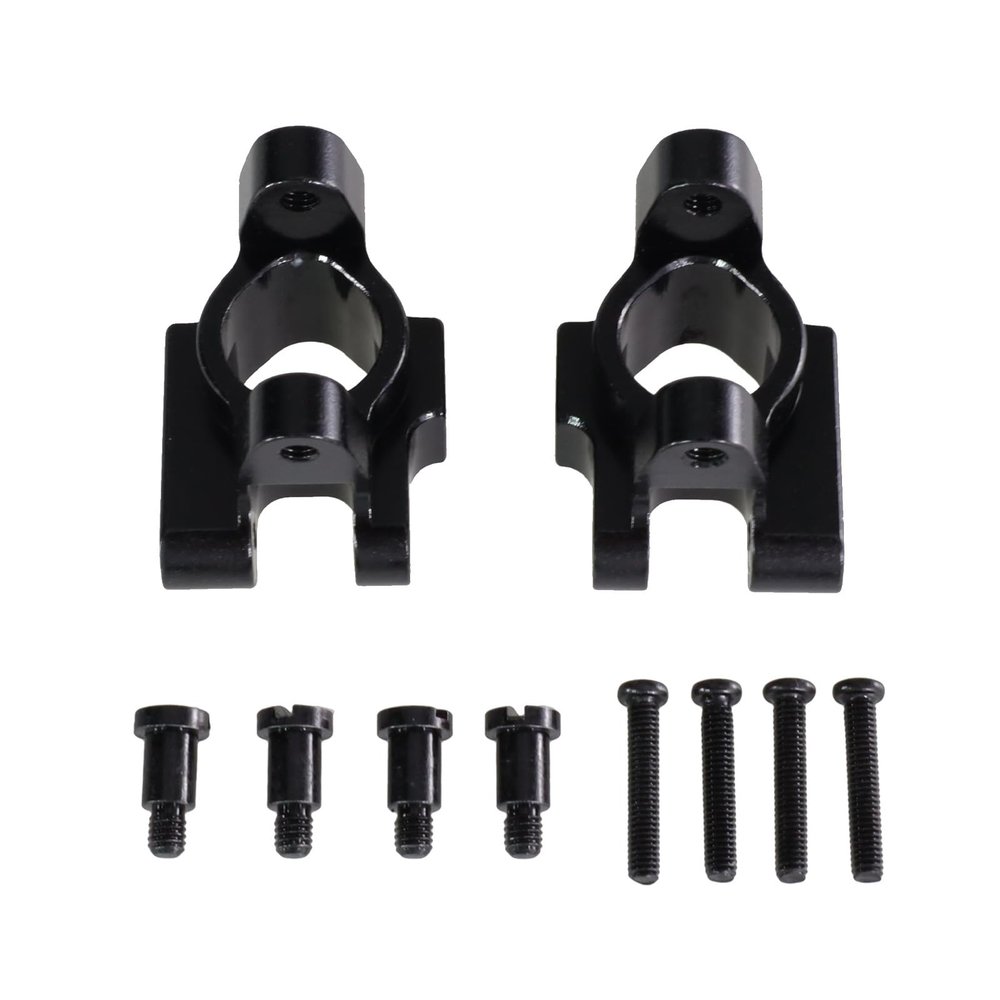 Aluminum C-Hubs Caster Blocks with Kingpin Screws for MN MN128 MN86 for G500 1/12 RC Crawler Metal Upgrade Parts (Black)
