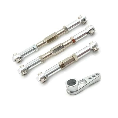 Adjustable Pull Rod for WLtoys 104016 104018 104009 12401 12402 12403 12404 12409 1/10 Steering Linkage Gear for Swing Arm RC Car Parts Accessories(Silver)