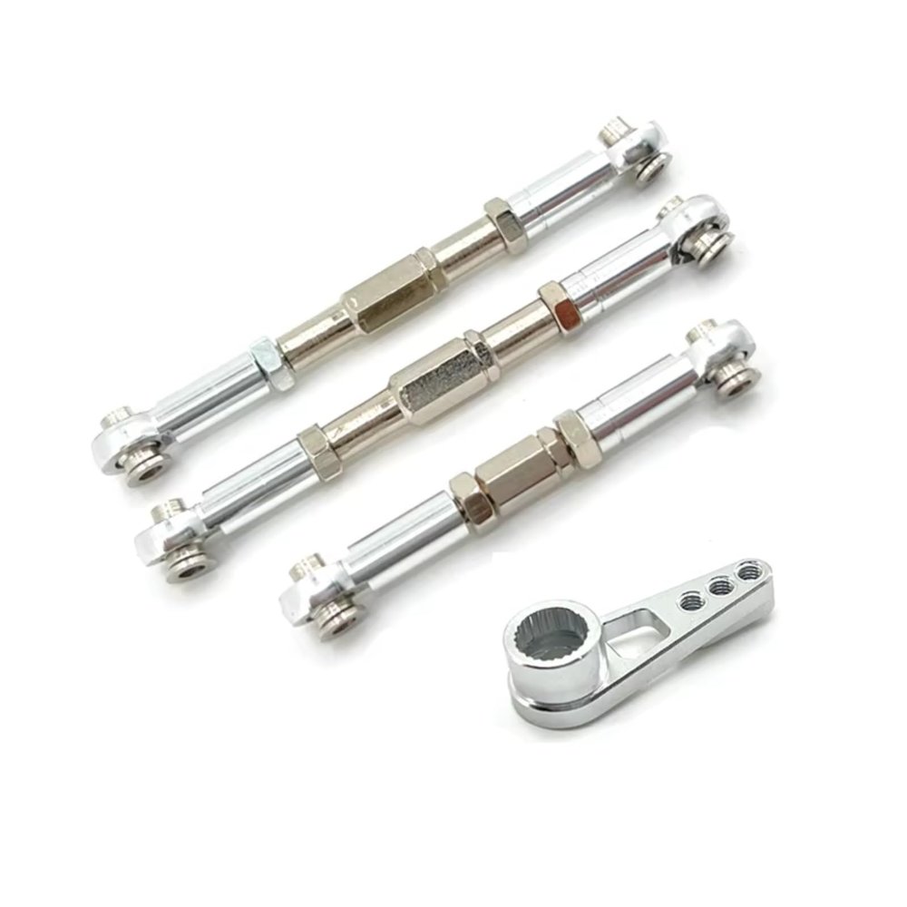 Adjustable Pull Rod for WLtoys 104016 104018 104009 12401 12402 12403 12404 12409 1/10 Steering Linkage Gear for Swing Arm RC Car Parts Accessories(Silver)
