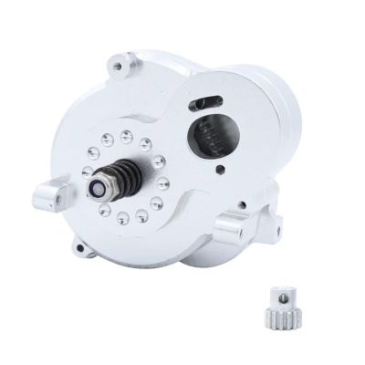 RC Cars Spare Parts Compatible with MN128 MN86 MN86K MN86KS G500 1/12 RC for Rock Crawler Truck Upgrade Parts CNC Transmission Gearbox with Motor Gear(Silver)