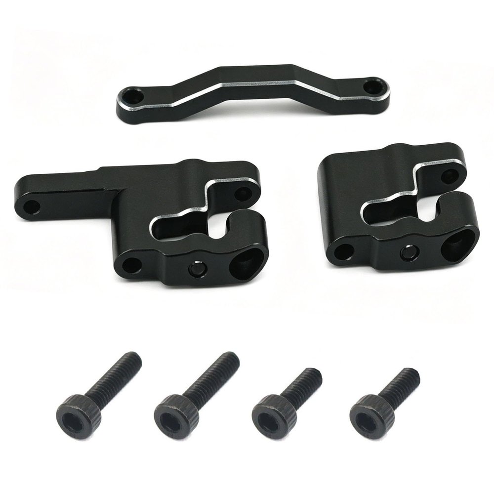 Aluminum Upgrade Parts Set for ARRMA 1/16 Mini Kraton 3S, Front/Rear Upper/Lower Arm, Gearbox Cover, Wing, Steering Link (Black Steering Set)