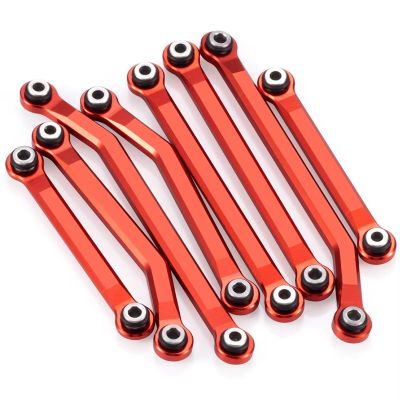 Adjustable Pull Rod for HPI 1/18 Aluminum Alloy Linkage Link Rod Set Remote Control Car Upgrade Modifications Accessories Parts(Red)