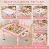 UNICOO Kids Sand and Water Table, Toddler Activity Table with Storage Bins, Multi-Functional Play Table for Drawing, Building Blocks, Sensory Play, Indoor Outdoor Toy for Boys Girls (White & Pink) view 3