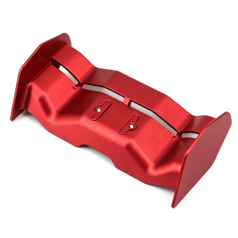 Aluminum Upgrade Parts Set for ARRMA 1/16 Mini Kraton 3S, Front/Rear Upper/Lower Arm, Gearbox Cover, Wing, Steering Link (Red Wing)