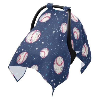 Dalzium Baseball Car Seat Cover Baby, Carseat Canopy Cover for Girl Boy, Breathable Baby Carrier Cover Stroller Sun Shade Universal Fit Breastfeeding Cover