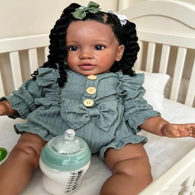 26 Inch Real Life Reborn Baby Doll Black Girl Big Size Realistic Reborn Toddler Girl Doll Pippa with Hair African American Soft Cloth Body Baby Doll That Look Real Dark Brown Skin Babies Toys