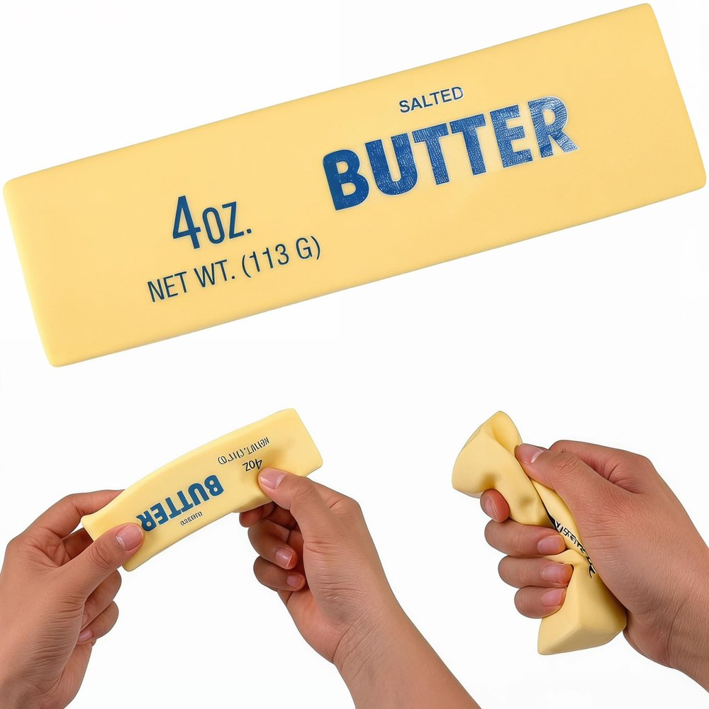 1pcs Squeeze Butter Squishy Toy, PU Material Butter Stick Slow Rising Squeeze Food Fidget Toy for Office School Stress Reliever