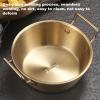 Kids Stainless Steel Bowls - duals Handles Grip, Gold Brushed Finish Soup Basin, Double Ears Stackable Cereal Receptacle, Insulated Metal Food Grade Tableware | Snack Dish for toddlerr & Juniors view 3