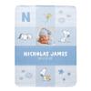 Let's Make Memories Personalized Baby Blanket - Welcome New Baby - Newborn Gift for New Parents - Peanuts - Custom Photo and Name - Small - Snoopy Baby Love - Blue - Plush - 30x40 view 1