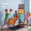 Kids Arcade Style Basketball Game Indoor Hoop Set, Easy Assembly Basketball Hoop with Stable Base, Includes Mini Balls and Pump, Indoor Outdoor Basketball Goal for Toddlers and Family Play Orange view 2