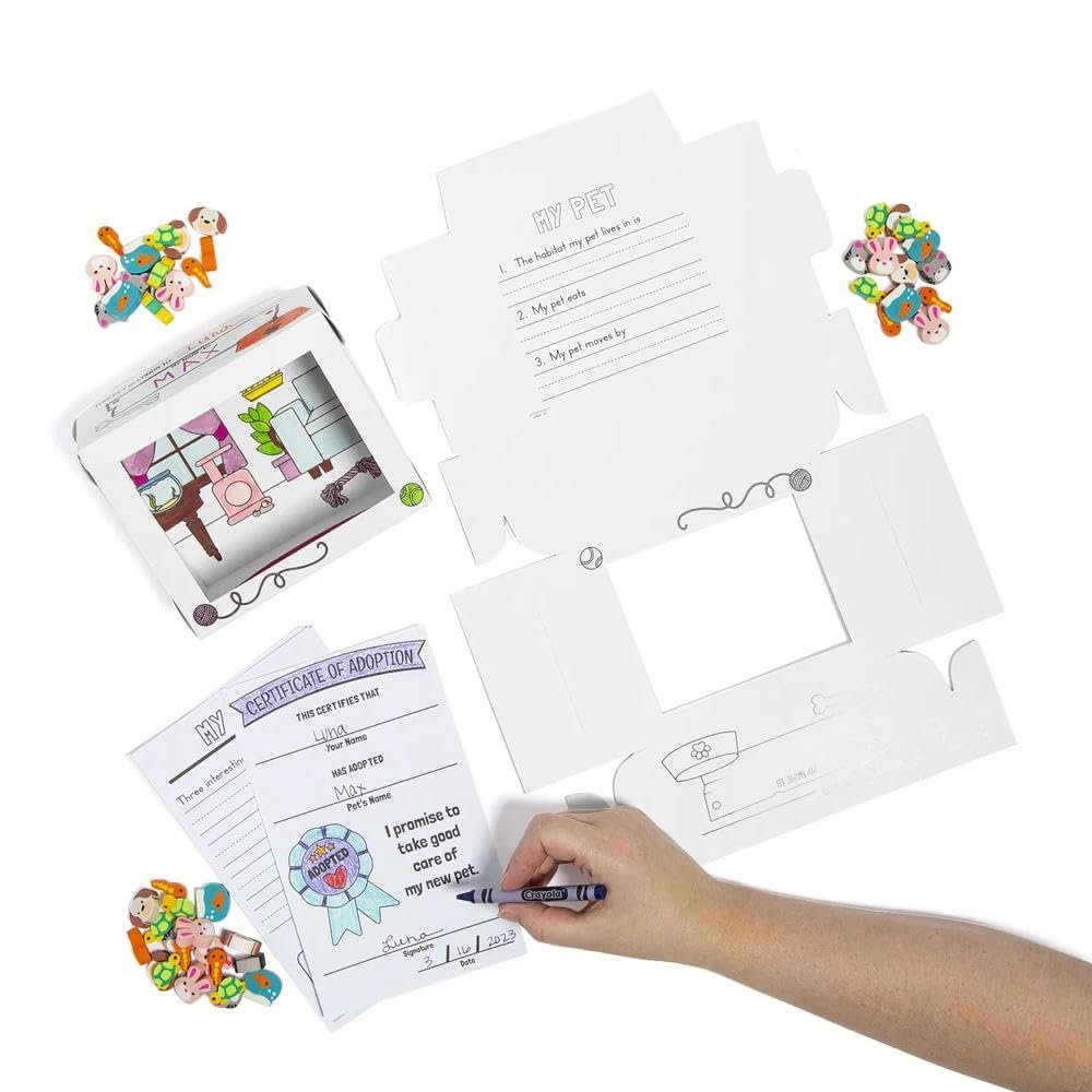 Fun Express Color Your Own Home Desk Pet Habitat Kit with Erasers for 24