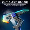 2-in-1 Transforming RGB Dual Axe Blade, Combinable Battle Axes Light Blades, One-Click Axe/Sword Switch, 7-Color Flowing RGB LED, Intelligent Sound and Dynamic Smoke Spray System (Blue) view 2