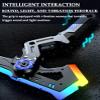 2-in-1 Transforming RGB Dual Axe Blade, Combinable Battle Axes Light Blades, One-Click Axe/Sword Switch, 7-Color Flowing RGB LED, Intelligent Sound and Dynamic Smoke Spray System (Blue) view 4
