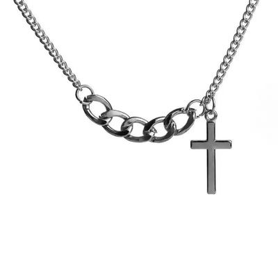 AUGHAD Gothic Skeleton Cross Necklace Vintage Dark Style Skull Cross Pendant Chain, Punk Sweet Grunge Aesthetic Unisex Jewelry,Street Wear Fashion Accessory for Girls & Guys
