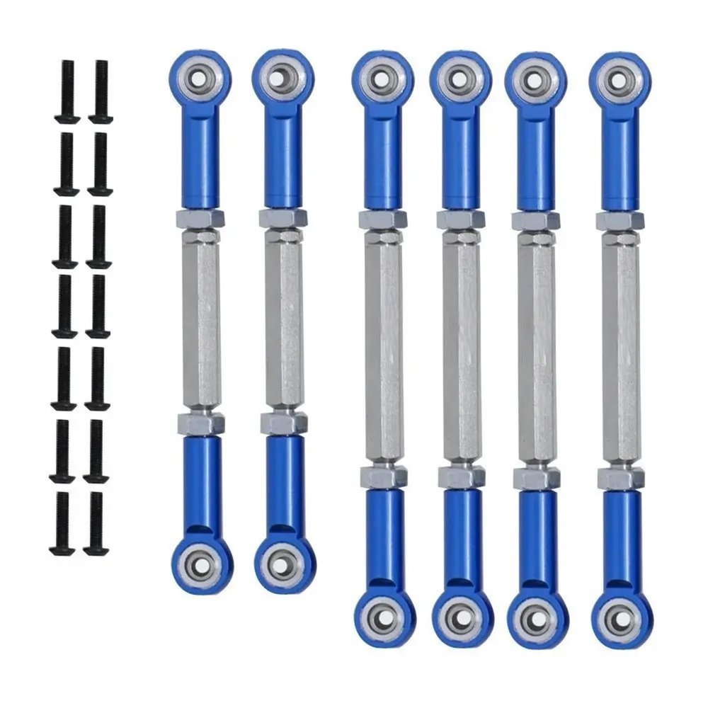 Rc Upgrades Spare for AMP for Ruckus for Torment Axe Brutus for Circuit ECX 2WD Series 1/10 6Pcs Pull Rod Link Rod Set RC Car Upgrade Parts(Blue 1)