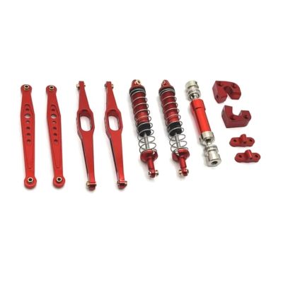 RC Cars Models Compatible with Wltoys 124006 12423 12427 12428 12429 Metal Upgrade Parts Kit Drive Shaft Shock Absorber Trailing Arms 1/12 RC Car Parts(Red)
