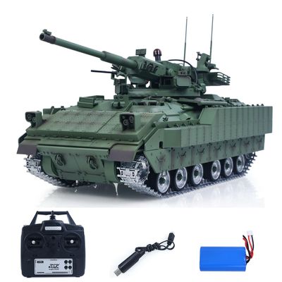 wheelfun TD 1/16 Remote Control Military Tank M2128 320-degree Rotation Bradley Metal Tracks Wheels Infrared Battle System Barrel Recoil Elevation Smoke Unit Light Sound(Pro-Edition-Army Green)