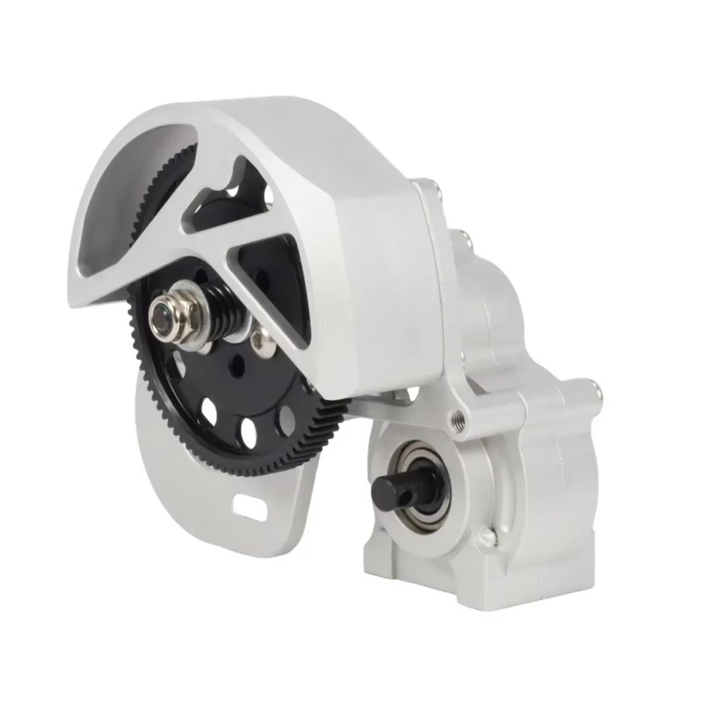 Rc Upgrades Spare for Axial SCX-10 II SMT10 AX10 for SCX10-2 for Chassis 1/10 RC Car Crawler 1 Set 3-Gear Transmission Gearbox with Motor Gear Upgrade(Silver)