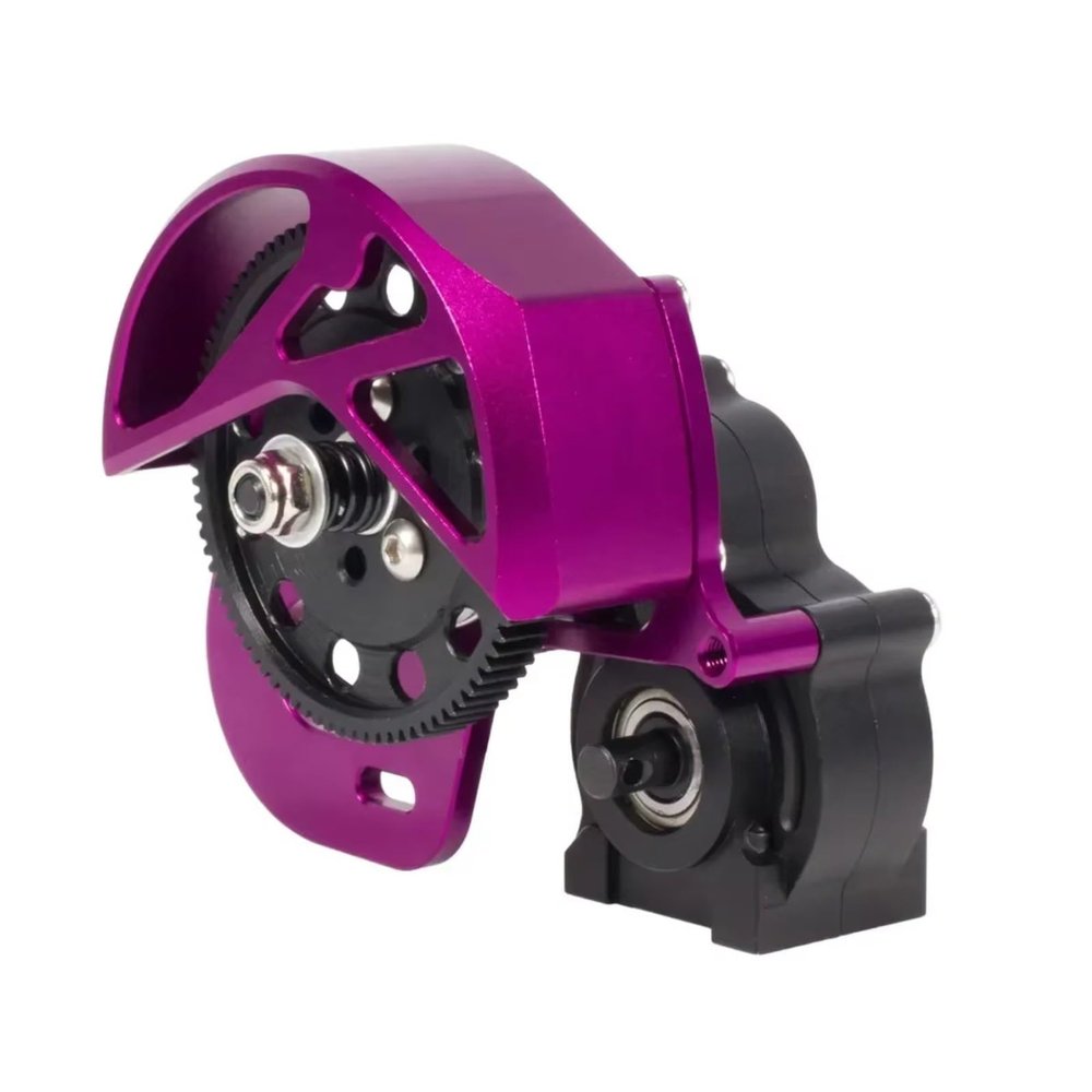 Rc Upgrades Spare for Axial SCX-10 II SMT10 AX10 for SCX10-2 for Chassis 1/10 RC Car Crawler 1 Set 3-Gear Transmission Gearbox with Motor Gear Upgrade(Purple)