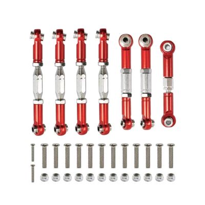 RC Car Accessories for Wltoys 144001 144002 144010 124007 124016 124017 124019 Metal Front Rear Tie Rod Linkage Servo Link Set RC Car Upgrade Parts(Red)