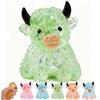 Glitter Highland Cow Squishy, Highland Cow Stress Ball Soft Slow Rising Stress Relief Ball, Cute Sensory Squeeze Anxiety Relief Desk Decor for Adults Cow Lovers (Green) view 1