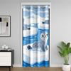 Cartoon Seal Doorway Curtains Privacy Cute Nature Wildlife Kids Room Decor Blackout Curtain Glacier Snow Mountain Closet Door Curtain Blue Ocean Kawaii Sea Animal Room Divider Drape 52"W x 80"L view 1