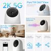 Rraycom 2Pack Indoor Security Camera 5G/2.4 GHz Wi-Fi, 2.5K Baby Monitor Pet/Dog Camera 360-Degree for Home Security, Smart Motion Tracking, 24/7 Live View, Night Vision, Works/w Alexa view 2