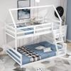Twin Over Full House Bunk Bed with Built-in Ladder White, Space-Saving Playhouse, Durable Wood Frame view 1