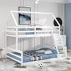 Twin Over Full House Bunk Bed with Built-in Ladder White, Space-Saving Playhouse, Durable Wood Frame view 2