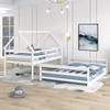 Twin Over Full House Bunk Bed with Built-in Ladder White, Space-Saving Playhouse, Durable Wood Frame view 3