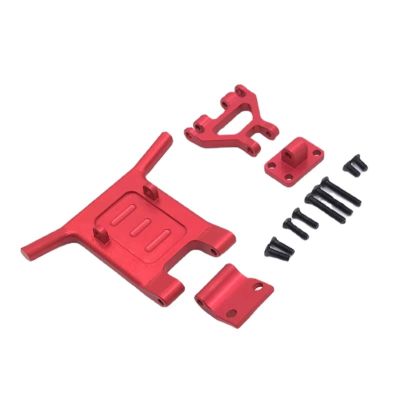 Aluminum Front Bumper Mount with Hinge Pin Brace kit for WL 144001 144002 124017 124019 1/12 1/14 RC Buggy Upgrade Parts (Red)
