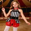 Moggemol Girls Stripe Print Halter Neck Glitter Dancewear Lantern Pants Party Dress Up Sleeveless Circus Jumpsuit Red 8 Years view 3