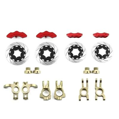 Disc Brake Caliper Upgrade Set Compatible with 1/7 Scale RC Rally Cars Including Raytheon C3 E8414 E8415 Models(Red Brown)