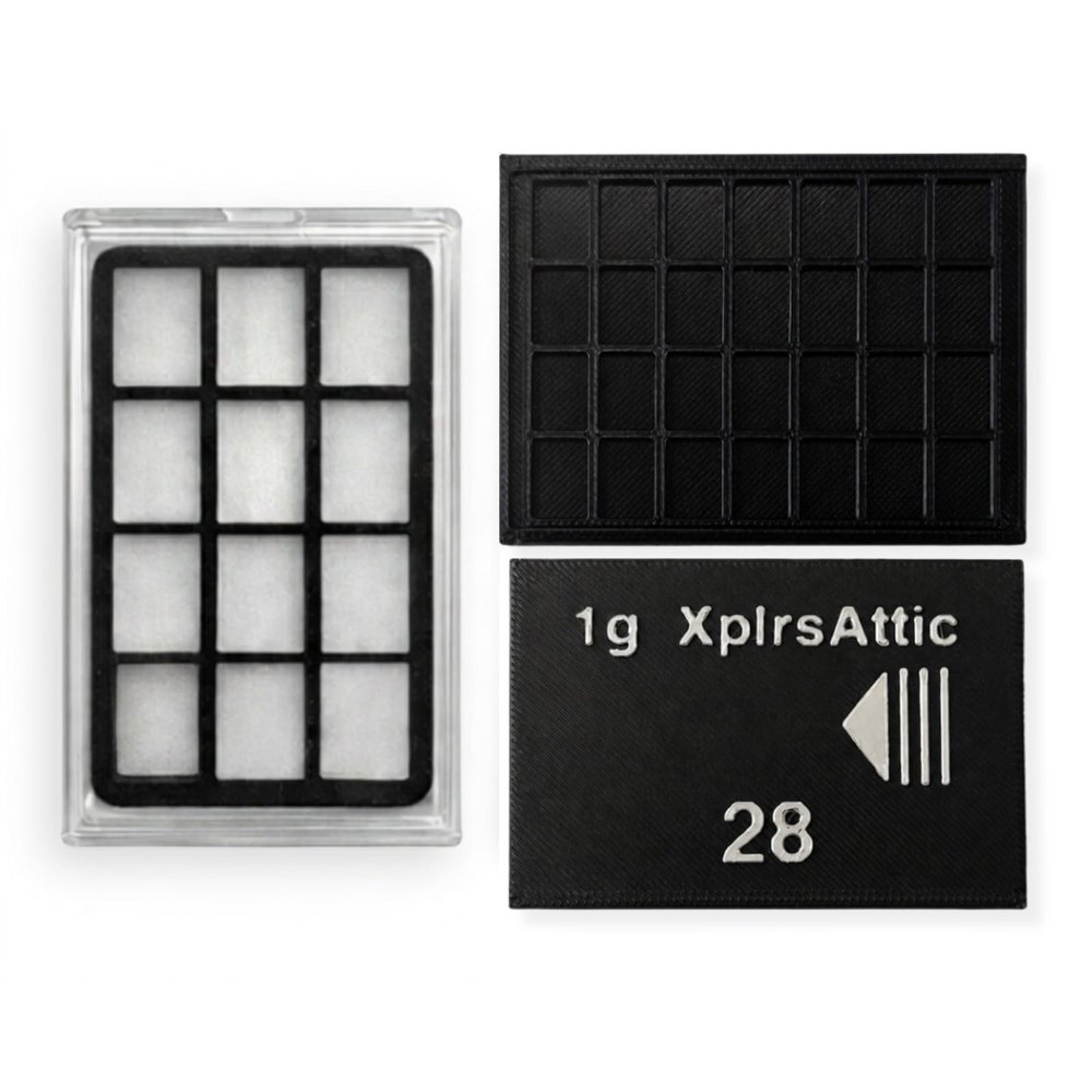 1g Bullion Bar Storage Case Bundle 28 Slot Sliding Wallet + 12 Slot Display Case for Valcambi Style CombiBars, Silver Gold Platinum Bar Organizer, Desk Safe Pocket Storage (Cases Only)